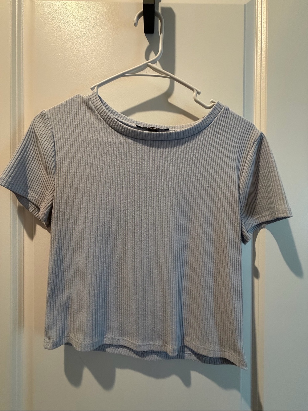 Forever 21 Light Gray Ribbed Short Sleeve Tee
